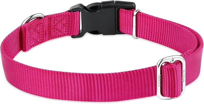 Hyhug Dog Collar for Large Dogs, Heavy Duty | Quick Release Nylon Buckle Collar, Adjustable & Durable Pet Supplies for Boy & Girl Dogs (Large, Rose Red)