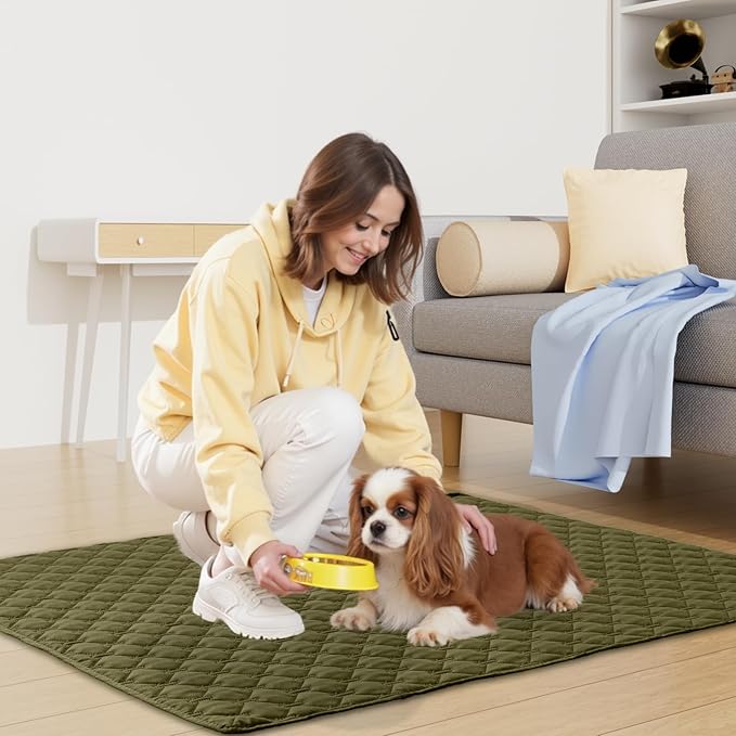 Smiry Waterproof Dog Bed Cover Blanket, Soft Reversible Pet Blanket, Washable Leakproof Cats Dogs Couch Cover for Sofa, Couch, Furniture (82x82 Inch, Green/Navy)