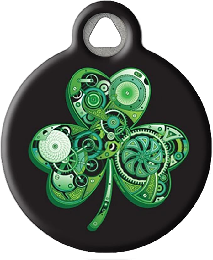 Dog Tag Art Lean Green Irish Machine Personalized Pet ID Tag for Dogs and Cats, Silent Polymer Coated Stainless Steel Nametag Personalized Nametag - Small .875" Diameter