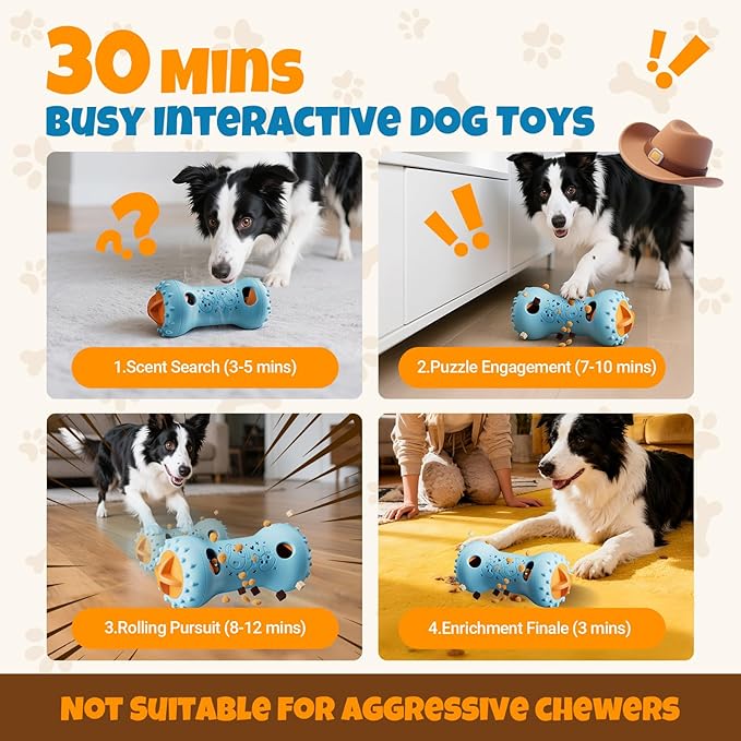 Interactive Treat Dispensing Dog Toys – Adjustable Puzzle Toy to Keep Dogs Busy, Mental Stimulation, Cognitive Fun and Boredom Buster for Puppy Teething, for Small Medium Large Dogs