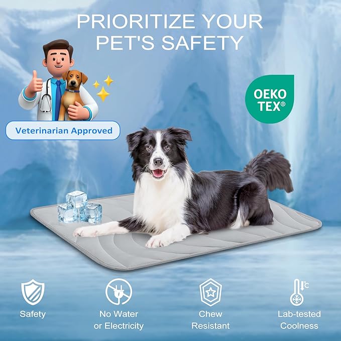 Cozyide Dog Cooling Mat, Medium Cooling Mat for Dogs, Reversible Pad for Pet, 28" L x 22" W, Light Grey