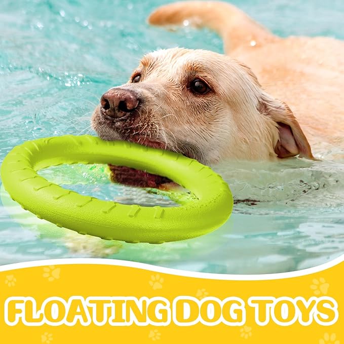 Jenaai 4 Pack Dog Ring Toy Dog Training Chew Toy for Outdoor Aggressive Durable Pet Chewers Fetch Floating Toys Flying Disc Puppy Ring for Large Medium Puppy Training and Teeth Cleaning(11.81 Inch)