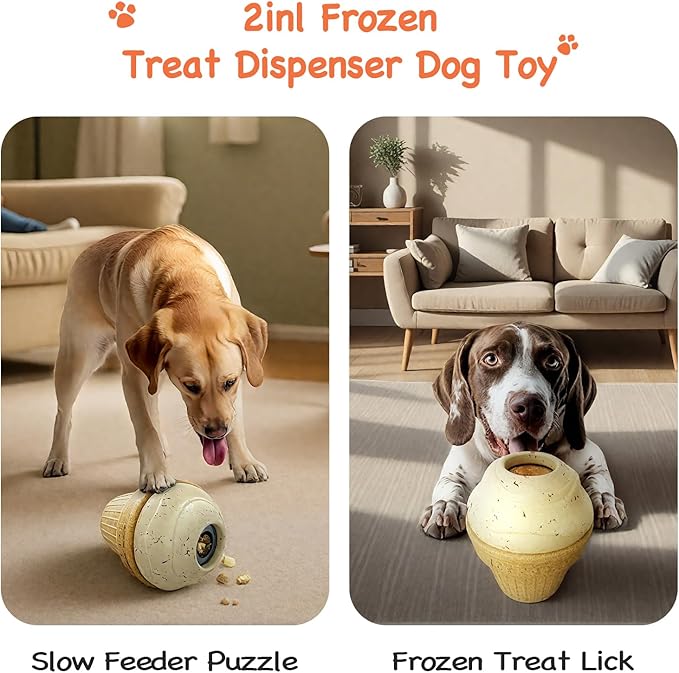 Dog Toys for Aggressive Chewers & Large Dogs - Frozen Interactive Chew Toy with Treat Dispensing, Long-Lasting Durable Chewers for Small, Medium, Large Breeds