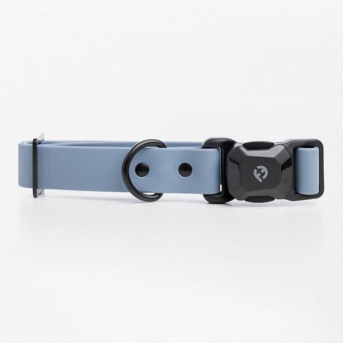 Fei & Eve PVC MagEase Dog Collar with Patented Magnetic Buckles | 450LB Escape-Proof | Fur-Safe | Adjustable Fit | Blue Medium