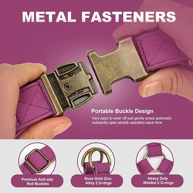 Didog Step in Dog Harness - PU Leather Dog Harness with Antique Bronze Metal Buckle, Easy Walk Dog Halter Harness for Medium Dogs Walking Training (Purple, S: Chest 16-22")