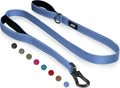 TwoEar 5FT 1IN Strong Dark Blue Dog Leash with 2 Padded Handles, Traffic Handle Extra Control, Comfortable Soft Dual Handle, Auto Lock Hook, Reflective Walking Lead for Small Medium and Large Dogs