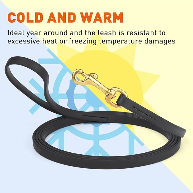 Viper Biothane Working Tracking Lead Leash Long Line for Dogs 2 Colors and 6 Sizes, 1/2" x 33ft, Black