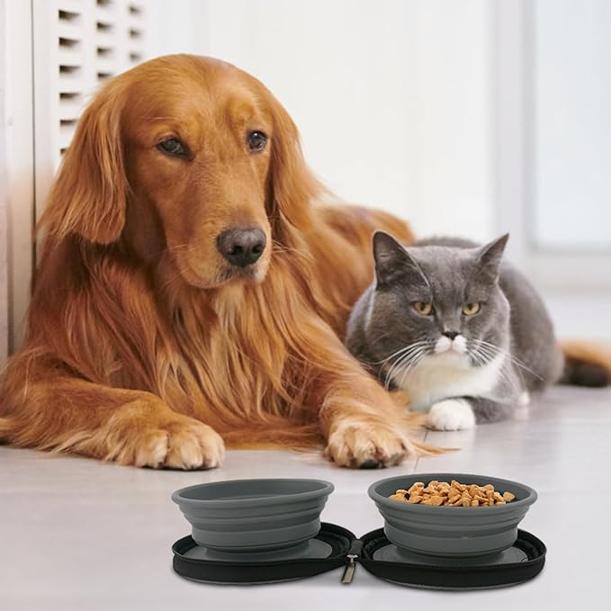 Collapsible Dog Bowls, 2-Pack Dog Portable Water Bowl for, Dog Travel Bowl, Dogs Cats Pet Foldable Feeding Watering Dish for Traveling Camping Walking with 2 Carabiners