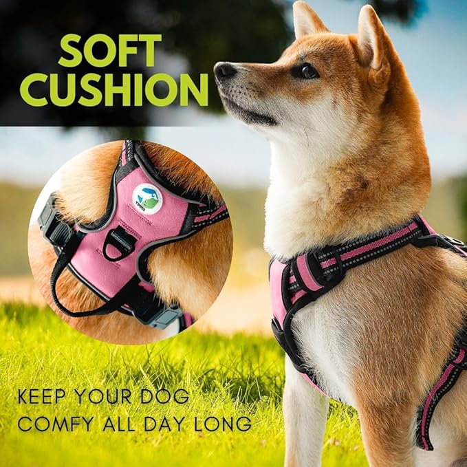 Ziggy Pet Dog Harness Adjustable Nylon Mesh Vest with Leash Clips (Pink, Large)
