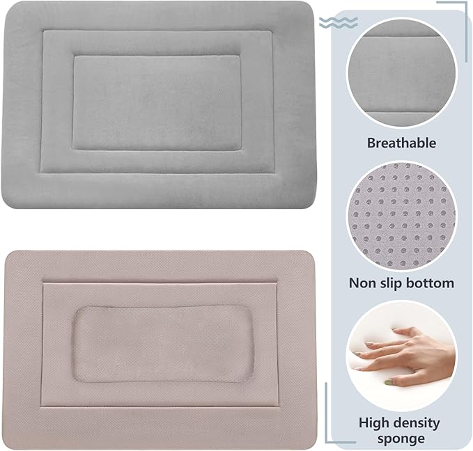 JoicyCo Dog Bed Soft Dog Crate Bed Pad Mat, 36 in Non Slip Bottom Washable Beds for Medium and Large Dogs, Pet Bed Mattress Kennel Pad, Clay Gray