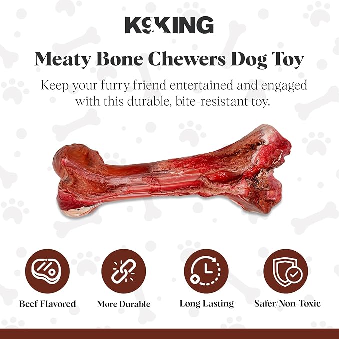 Meaty Bone Dog Chew Toys for Aggressive Chewers Tough Durable Dog Chew Toy Made with Rubber Safe Heavy Duty Indestructible Dog Toy for Large Breed - Tough Nylon Teething Bone Toy to Keep Them Busy