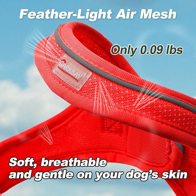Dog Harness and Leash Set,Step in Small Sized Dog Harness,Soft Mesh,No-Chock,Reflective Adjustable,Secure with Hook & Loop Fastener,Puppy Vest for Small,Medium Dogs(Red,L)