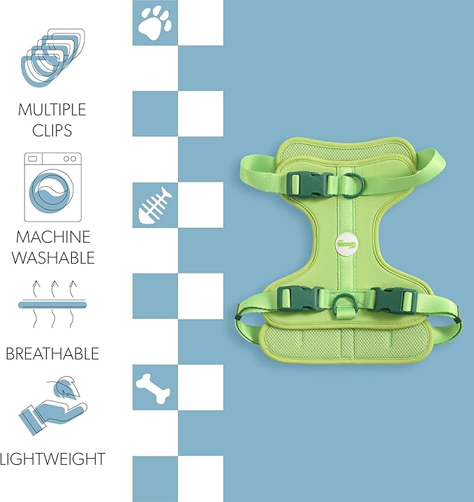 HNS1003B Arlo Large Adjustable Soft Padded No Pull Pet Harness with 3 Buckles and 3 Leash Clips, Mojito