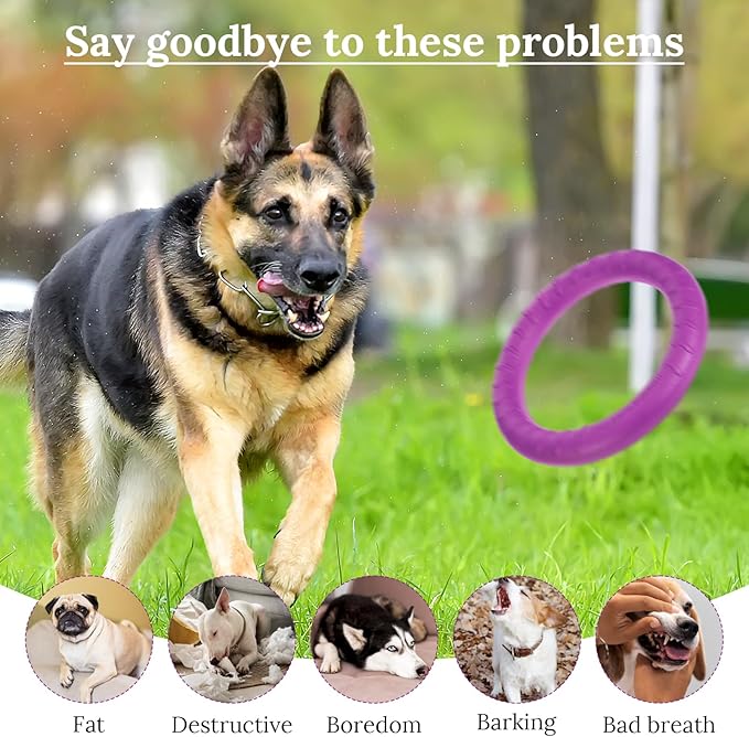 4 Pack Dog Training Ring Toy, 7.48 Inch Dog Rings for Aggressive Chewers, Indestructible Pet Toys Flying Disc Floating Puppy Ring for Large Medium Puppy Training and Chewing