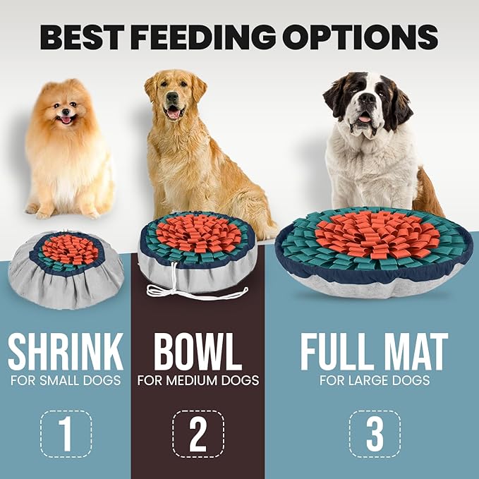 PET ARENA Snuffle Mat for Dogs - Adjustable Interactive Puzzle Toy for Large & Small Breed Slow Feeder for Mental Stimulation & Stress Relief Encourages Natural Foraging Ideal for Indoor & Outdoor Use