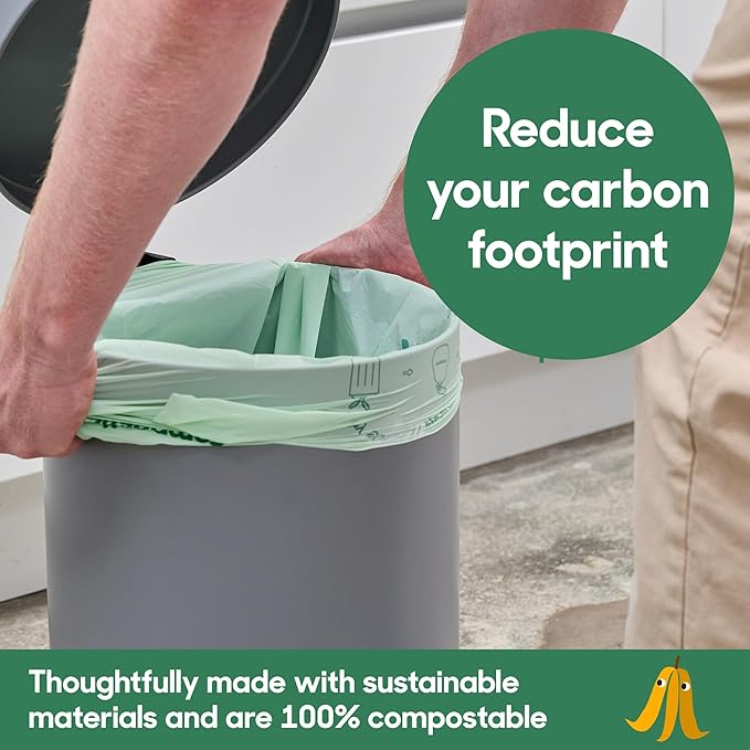 Compostic Home Compostable Trash Bags, 13 Gallon Tall Kitchen Rubbish Bags, Extra Strong & Quickly Breaks Down, 100 Count