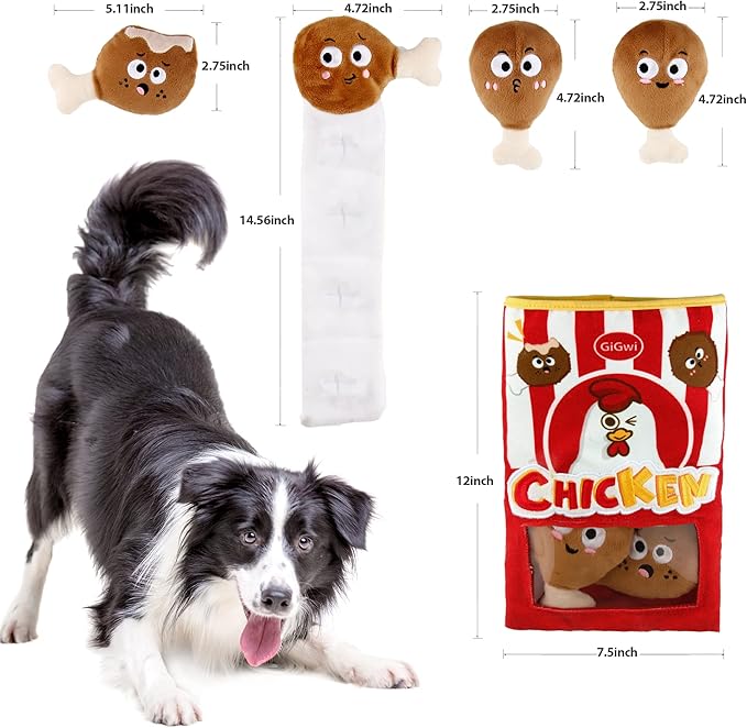 Gigwi Interactive Squeaky Dog Toys, Hide and Seek Dog Toys for Boredom and Stimulating, Funny Crinkle Dog Toy Set Bucket, 2-in-1 Dog Puzzle Toys for All Breeds of Dogs IQ Training