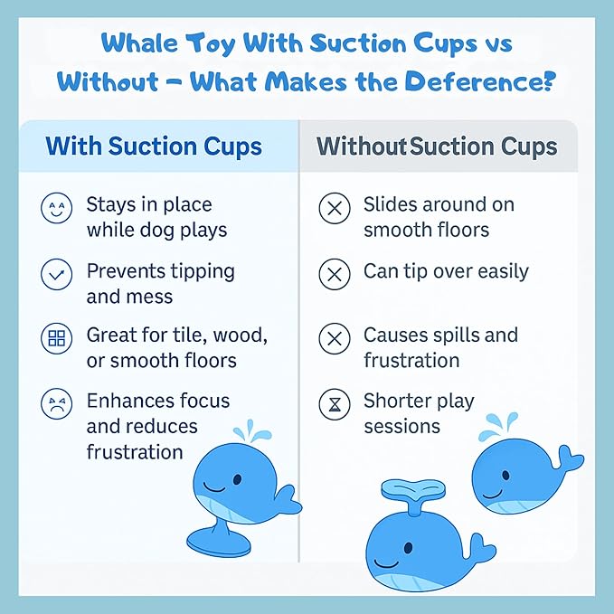 Interactive Dog Toy Treat Dispenser Whale-Shaped Slow Feeder Puzzle with Strong Suction Cups, Durable Non-Toxic Food-Grade Design for Small & Medium Dogs