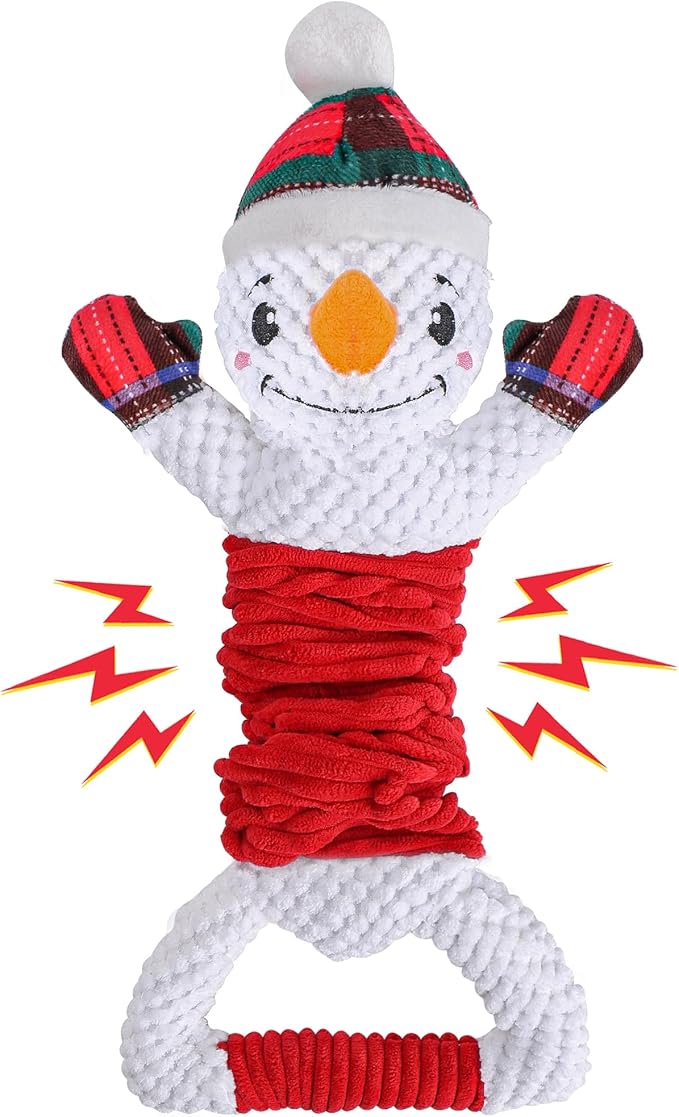 Newget Dog Plush Squeak Toy, Durable, Christmas Snowman, Medium, Large, Small Dogs, Puppy Teething, Indoor, 1 Count