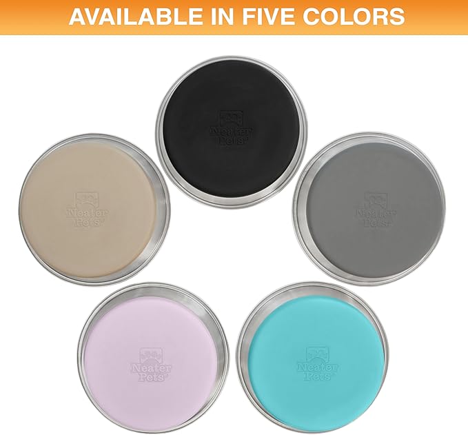 Neater Pet Brands Stainless Steel Dog Bowls with Non-Slip Rubber Bottom – Set of 2, 8 Cup (64 oz), Gray - Heavy Duty Metal Dog Bowl, Dishwasher Safe, Food or Water Bowl, Ideal for Large Dogs
