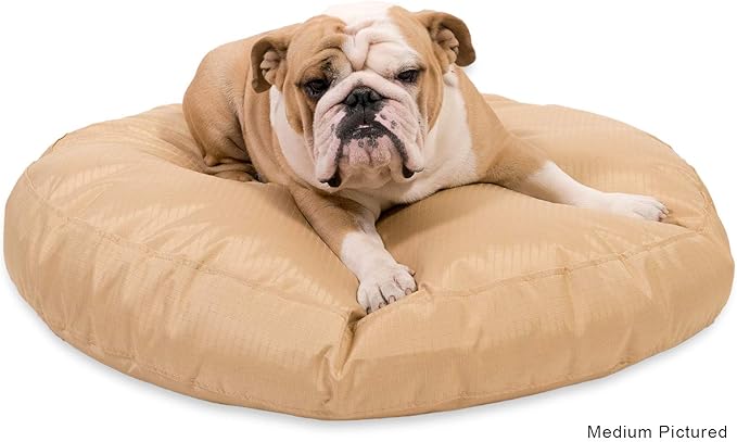 K9 Ballistics Tough Round Nesting Pillow Dog Bed - Removable Cover, Washable, Durable & Water Resistant Indoor/Outdoor Bed - XL, Obsidian Black