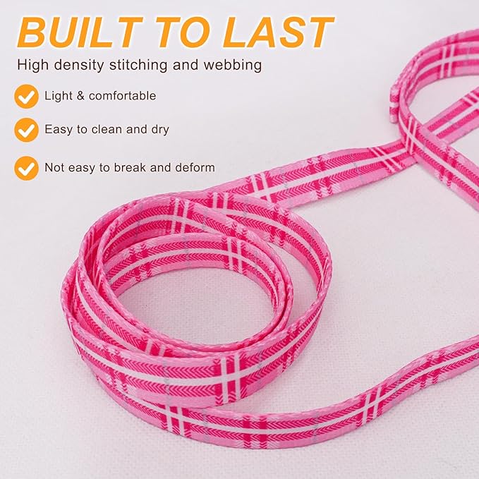 BEAUTYZOO No Pull Dog Harness and Leash Set - Adjustable Step-in Puppy Harness for Small Medium Large Dogs, Escape Proof Soft Nylon Vest with Double D Ring for Walking Running Training, Pink Plaid XS