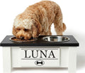 GTW Personalized Elevated Dog Bowl Stand for Large, Medium, Small, X-Small Dogs - Stainless Steel Food and Water Bowls - Raised Dog Dish with Internal Storage (Small, Black)