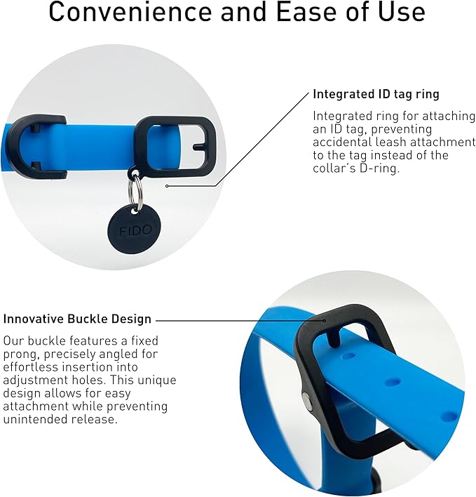 Waterproof Dog Collar - Durable, Comfortable and Adjustable Outdoor Dog Collar with Wear Resistant Buckle and ID Tag Ring for Small Dogs by Nuvuq (Blue, Small)