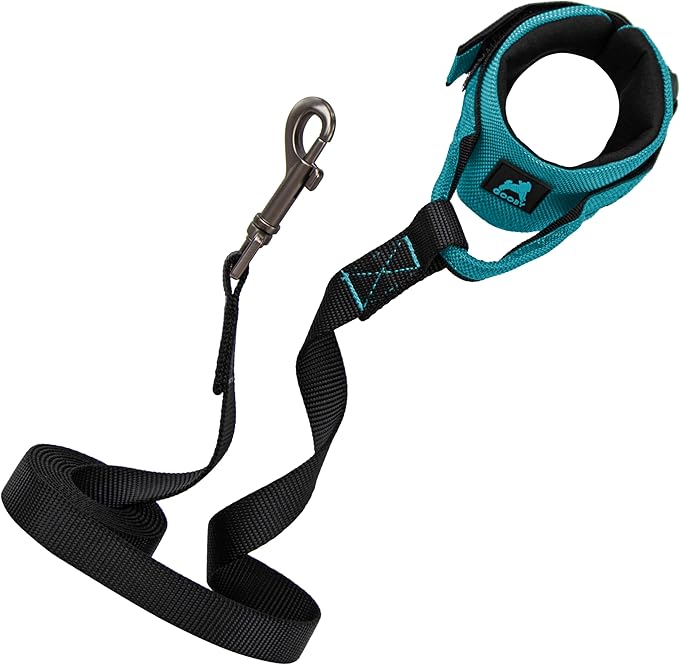 Gooby Easy Fit Wrist Band Surfer Leash - Turquoise, 6 FT - Comfortable Hands Free Leash with Elastic Band for Small, Medium and Large Dogs