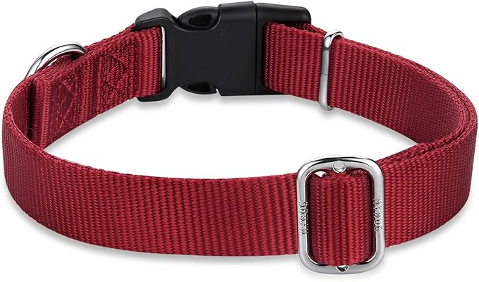 Hyhug Small Dog Collar Quick-Release Red| Heavy-Duty Nylon Puppy Collar, Adjustable & Durable Pet Supplies for Boy & Girl Dogs (Small, Red)