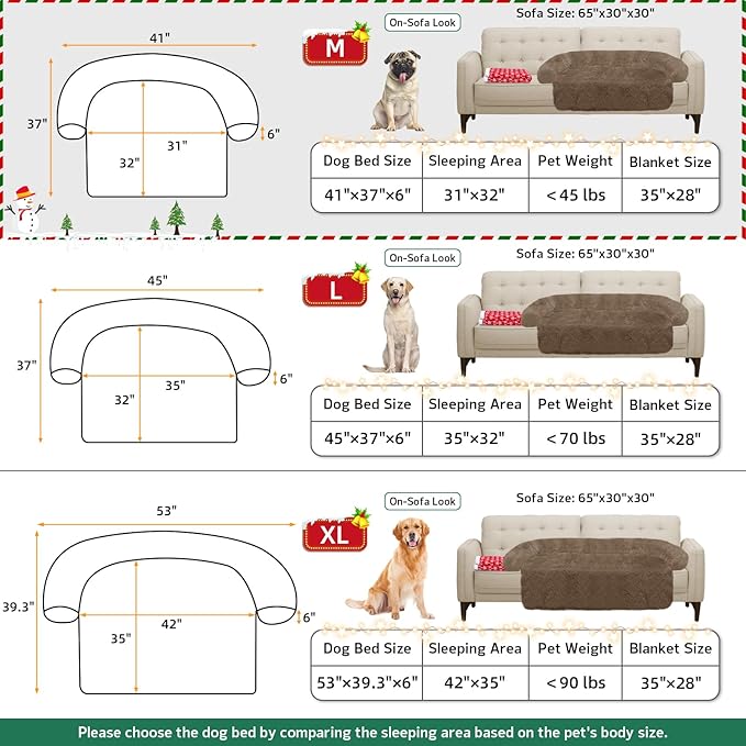 GGIB Calming Dog Bed Christmas Throw Blanket Fluffy Plush Dog Mat for Furniture Protector Decoration Holiday Throw for Sofa Couch Cover for Large Medium Small Dogs Cats (Medium, Camel)