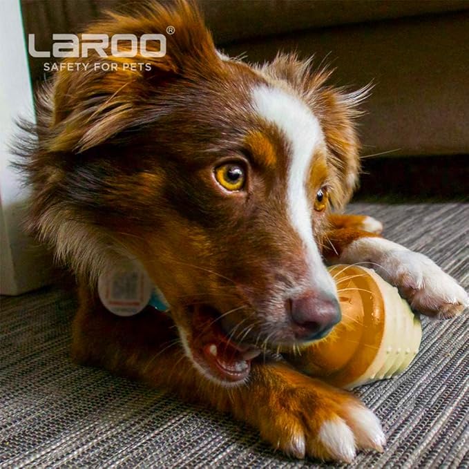 LaRoo Dogs Toys for Summer Cooling, Frozen Dog Toys, Full with Water Frozen, Prevention of Heat Stroke Upgraded Teething Chew Toy (Ice Cream Shape-Green).