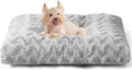 EHEYCIGA Washable Small Dog Bed for Crate 23x18 Inch, Reversible Kennel Pad for Puppy Weight Up to 25 lbs, Plush and Comfy Pet Sleeping Mat, Grey