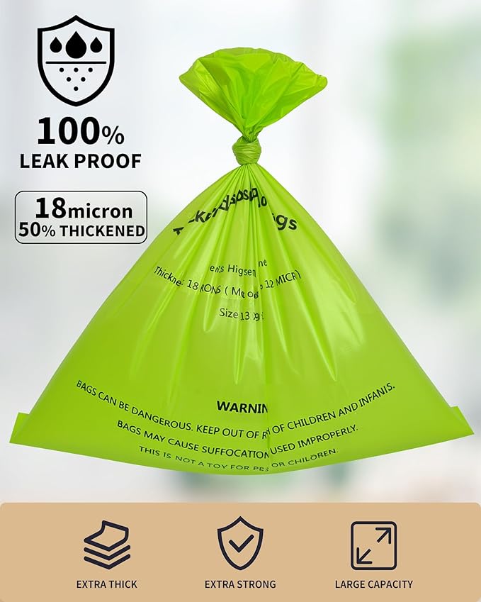 Dog Poop Bags with Dispenser & Holder, Guaranteed Leak Proof, Unscented Extra Thick Heavy Duty Tear-resistant 18-Micron Waste Bag Refill Rolls (Black (105-Bags, 1-Dispenser))