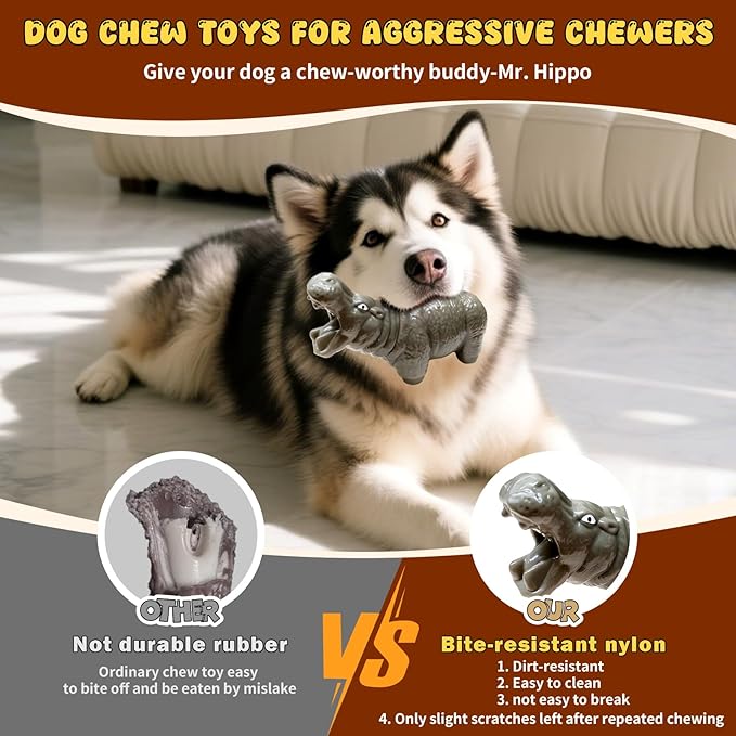 Indestructible Dog Toys for Aggressive Chewers, Tough Dog Toys for Medium and Large Dogs, Durable Nylon Chew Toy to Keep Them Busy, Chew Toy for Dogs Teeth Cleaning and Boredom
