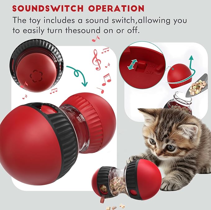 Interactive Pet Toys, Fun Tumbler Puzzle Toys with Food Dispense for Cat,Small Dogs and Other Pets, Interactive Chase Treat Ball Playing Indoor for Cats and Mini Puppies in Safety (Roly-poly)