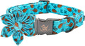 Elegant Little Tail Dog Collar with Thanksgiving Turkey Print, Flower Dog Flowers Holiday Pet Collar for Medium Dogs