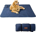 Friends Forever Large Travel Dog Bed Mat, Portable Pet Sleeping Pad with Carrying Strap, Couch Protector, Soft Quilted Cover Throw for Cold Weather, Machine Washable, 50" W x 60" L, GEO Navy/Grey