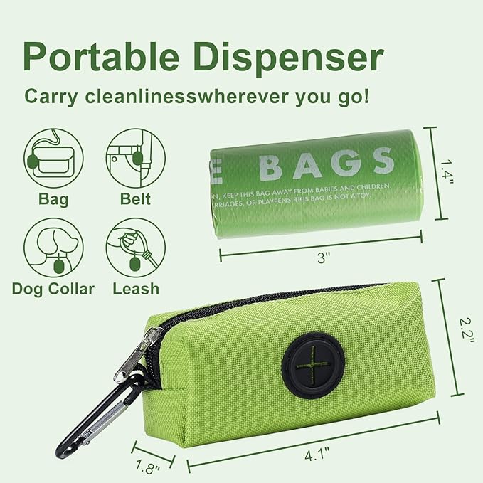 Dog Poop Bags with Handles 4 Rolls, 48 Counts Pine Scented Dog Waste Bags with Dispenser, Leak Proof and Extra Thick, Easy-Tie Pet Poop Bags with Holder for Dogs, Puppies, Cats, Kitten