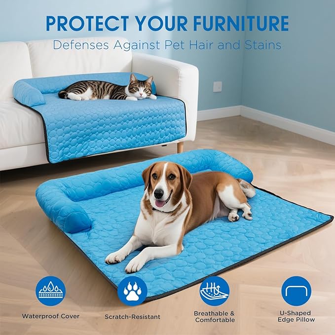 Cooling Dog Bed, Cooling Mat for Dogs & Cats | Machine Washable Couch Bed, Waterproof & Non-Slip Blanket Cover | Pad for Pets Indoor Outdoor(No Gel), Small-28 x 28 inch
