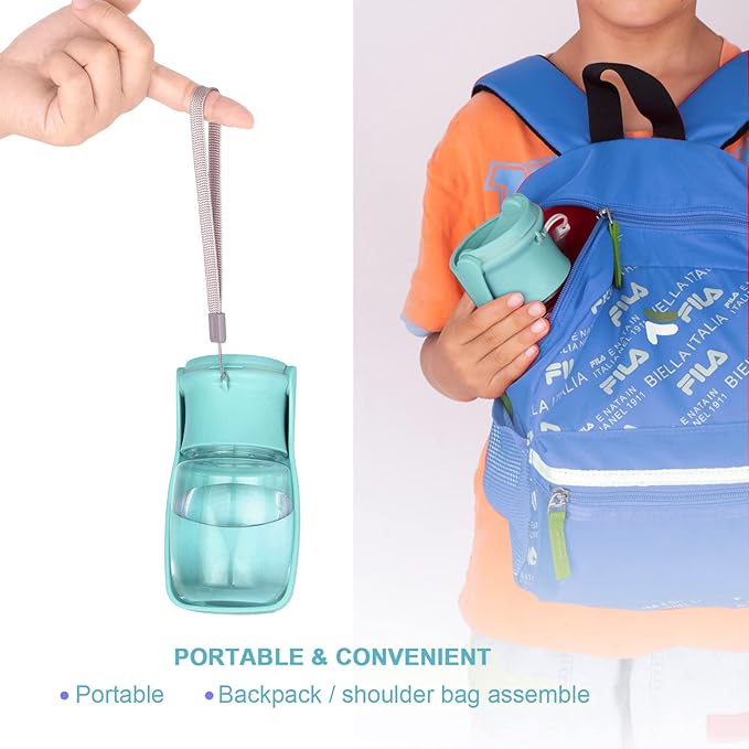 Portable Dog Water Bottle - Foldable Dog Water Dispenser | Leak Proof & Food Grade Plastic Travel | Pet Water Bottle for Cat Outdoor Walking Hiking Travel（US） (Blue, 12oz)