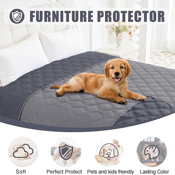 Smiry Waterproof Dog Bed Cover Blanket 40x50, Soft Reversible Pet Blanket, Washable Leakproof Cats Dogs Couch Cover for Sofa, Couch, Furniture, Grey/Dark Grey