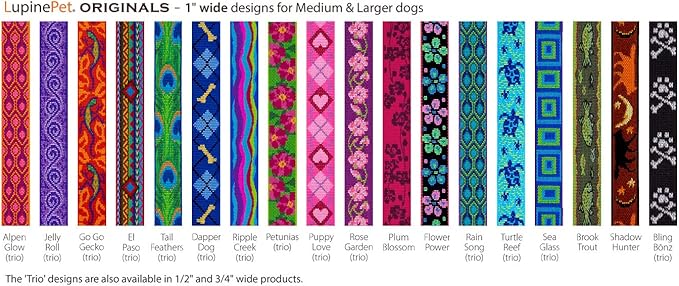 Lupine Dog Leash 6-Foot by 1" Wide PetuniasÊ