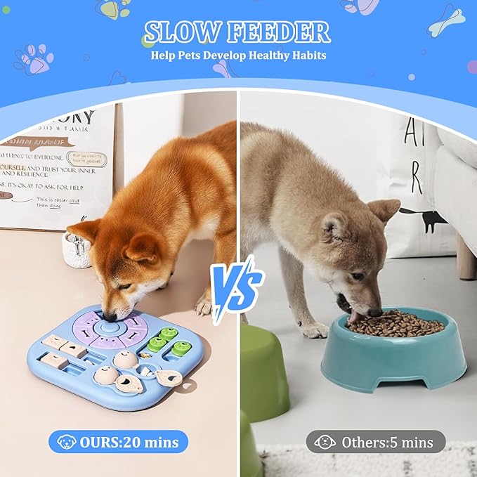 Dog Puzzle Toy for Mental Stimulation for Dogs – Interactive Cognitive Puzzle Toys for Smart & Beginner Dogs, Treat Dispensing Dog Enrichment Slow Feeder