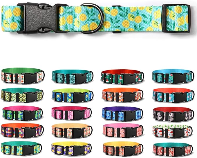 Dog Collars for Small Dogs - Safety Buckle Durable Plastic Light-Weight, Soft Adjustable Boy Dogs Collar for Small Dog Collar with Flower Patterns (Light Green, S)
