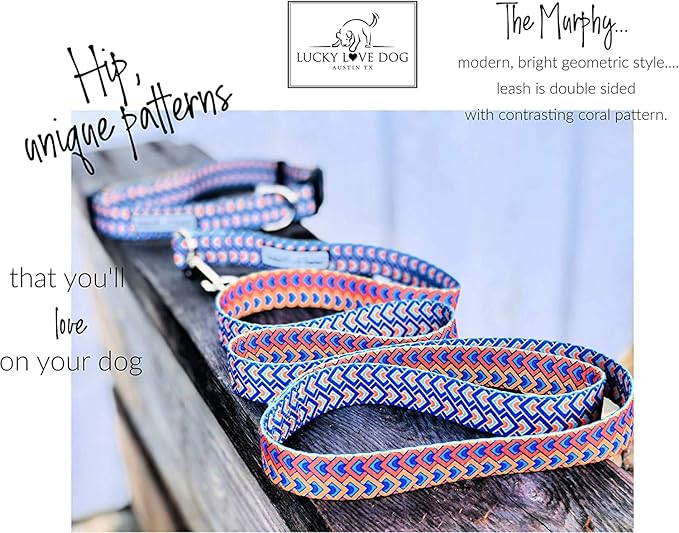 Lucky Love Dog Wide Dog Collar - Adjustable, Durable, Soft Webbing, & Comfortable 1.5 inch Wide Collar for Dogs Male and Female with Strong Buckle - Murphy, Medium