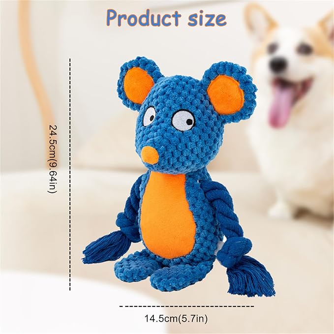 Plush Dog Chew Toys,Squeaky Dog Toys for Aggressive Chewers, Stuffed Animals Dog Toys for Small Medium Large Dogs to Keep Them Busy Puppy Teething Toys（Mouse）