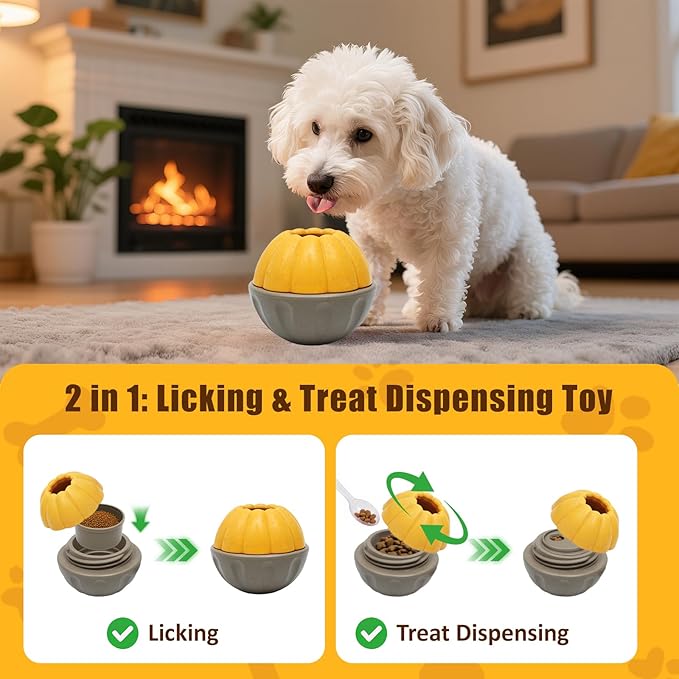 Frozen Dog Treat Toy for Aggressive Chewers, Treat Dispensing Enrichment Toy – Freezable Interactive Chew Toy to Keep Dogs Busy – Durable Dog Puzzle Feeder for Boredom Relief, Yellow