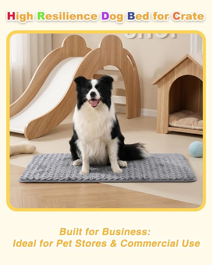 XXXL Dog Bed for Crate High Resilience Foam Crate Pad Mat for Large Dogs Washable Anti-Slip,53" x 36",Dark Gray