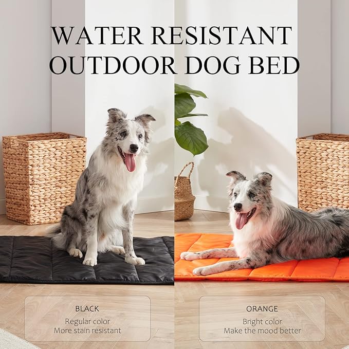 BDEUS 43x25In Large Size Outdoor Dog Bed, Waterproof & Portable Camping Travel Pet Mat, Easy to Clean, Washable Odor Resistant Pet Cooling Pad (Orange)